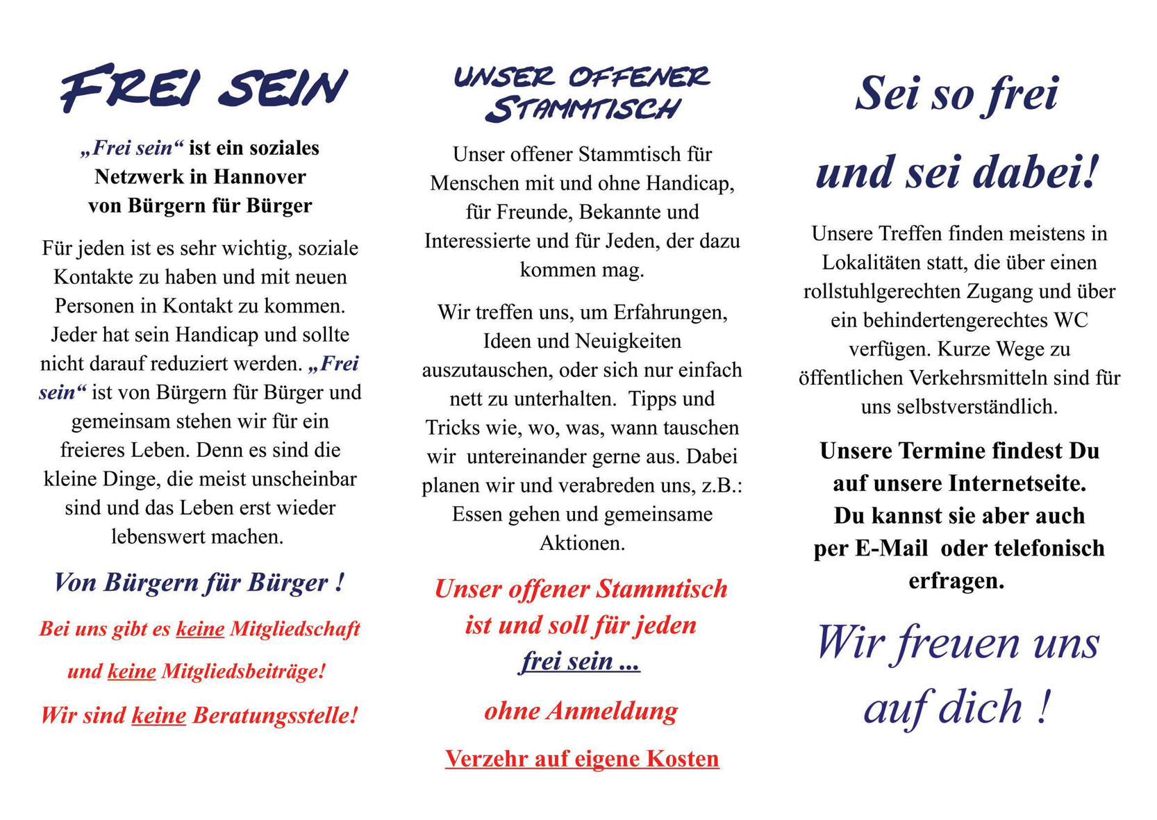 Frei-sein-Hannover.de - Flyer